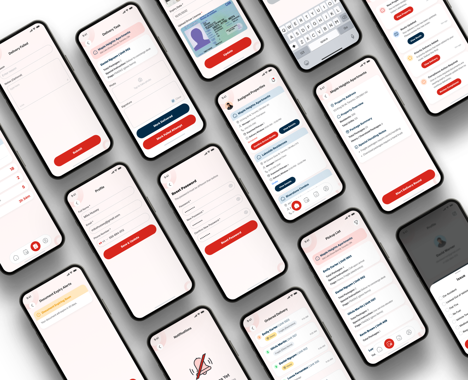 Driver App Screens